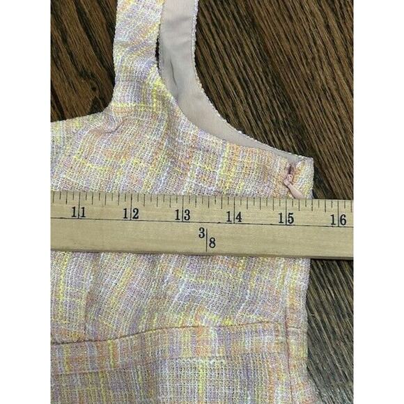 Rumored Womens Summer Heights Mini Dress Tweed Square Neck Sherbet Size 8 NWT - Picture 10 of 11